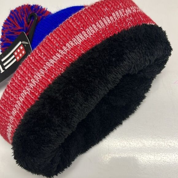 USA Striped Philadelphia 76ers Foldup Striped Winter Acrylic Hat Pom Pom- NEW - Picture 8 of 10